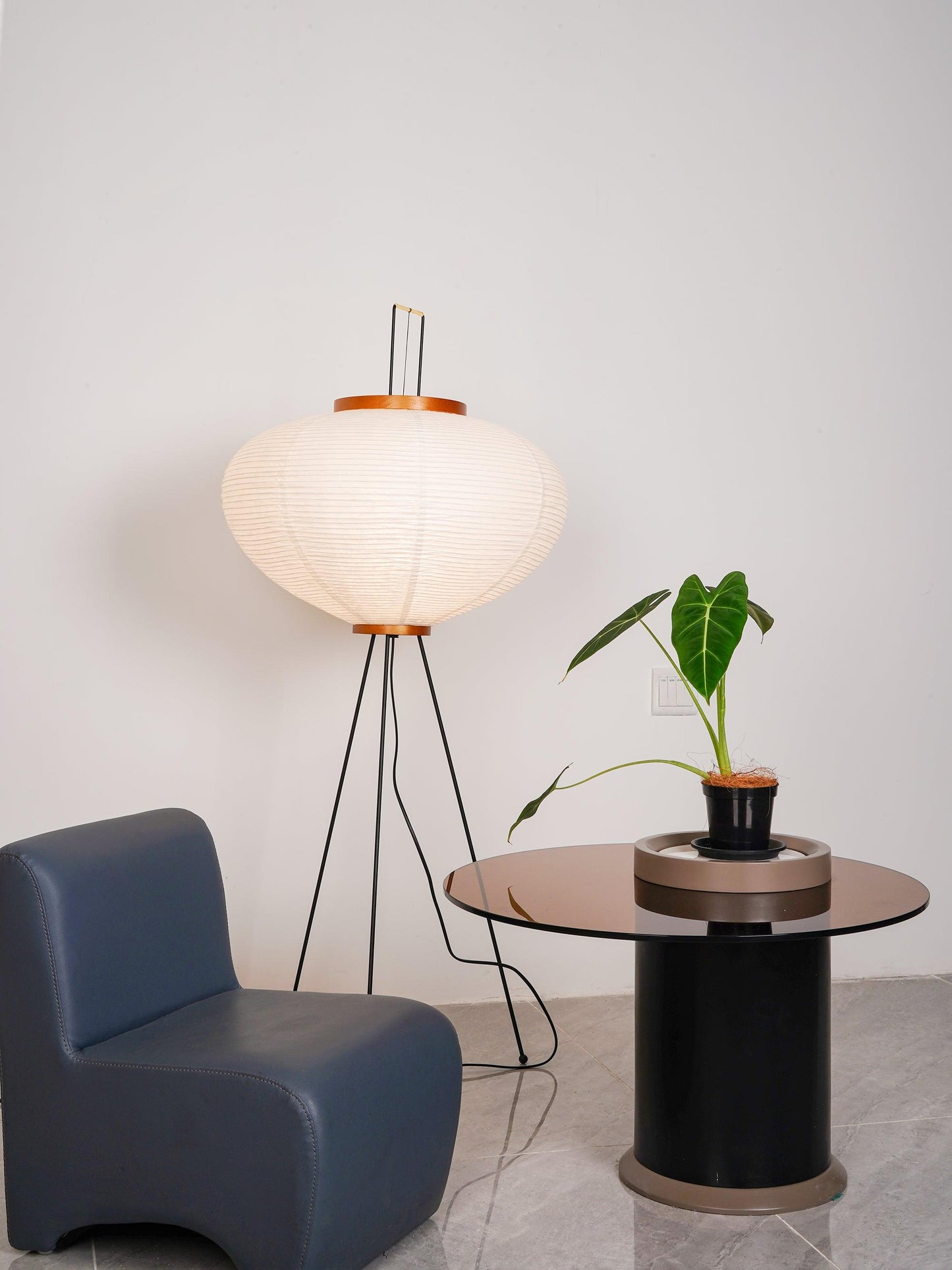 Rice Paper Floor Lamp With Tripod Stand