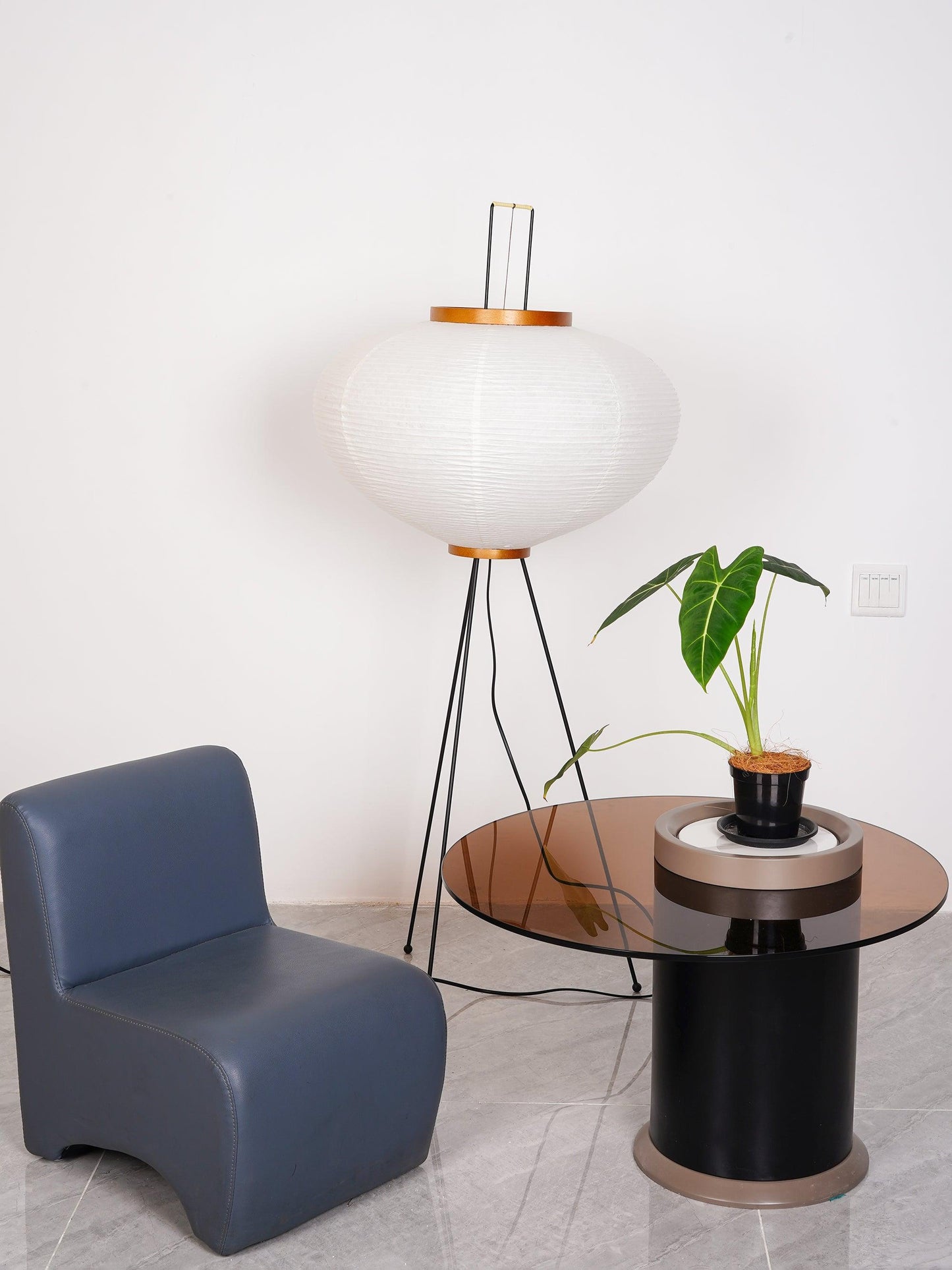 Rice Paper Floor Lamp With Tripod Stand