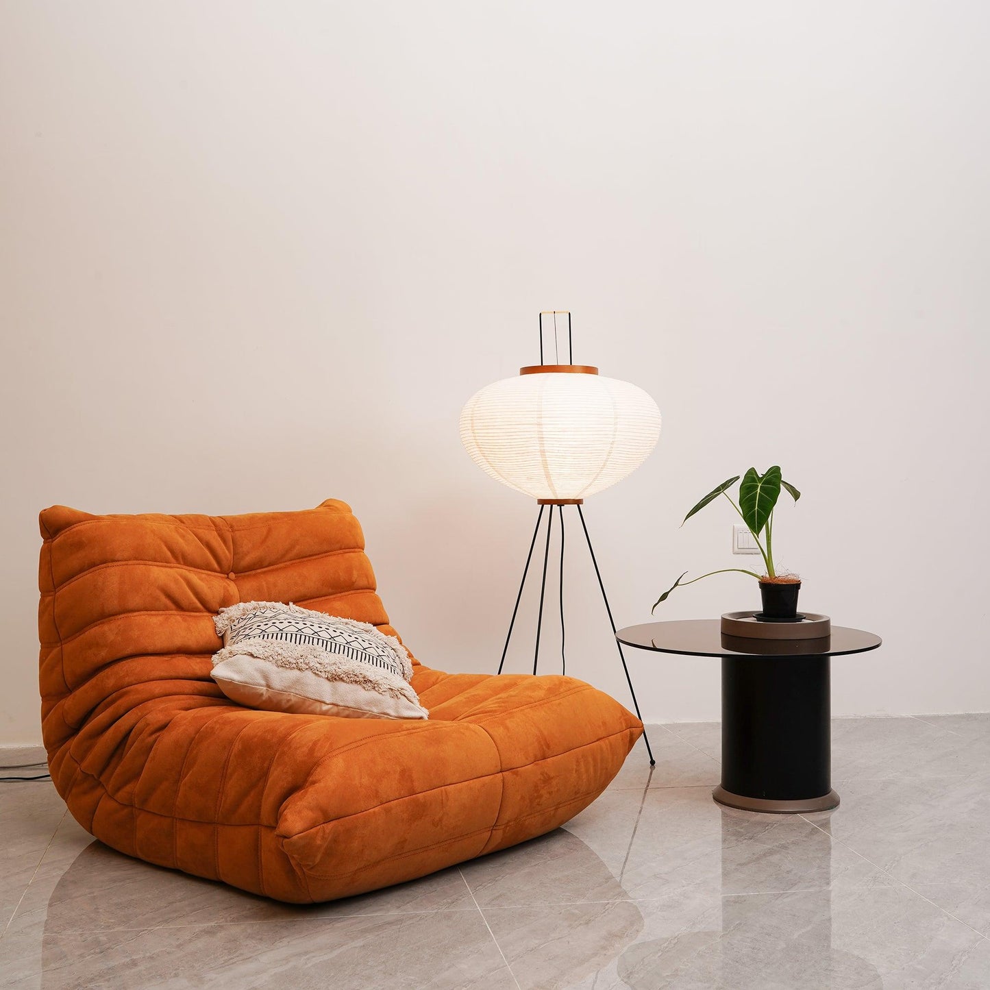 Rice Paper Floor Lamp With Tripod Stand