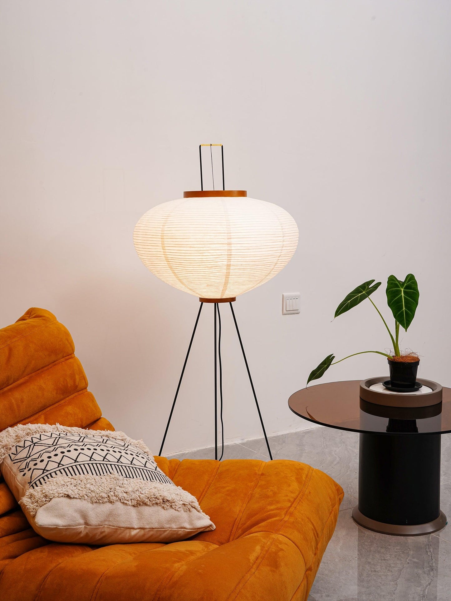 Rice Paper Floor Lamp With Tripod Stand