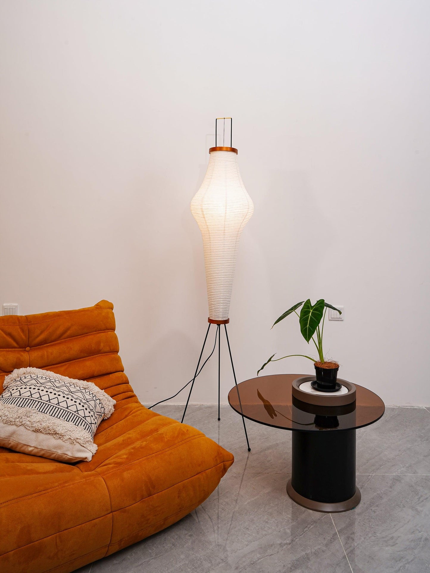Rice Paper Floor Lamp With Tripod Stand