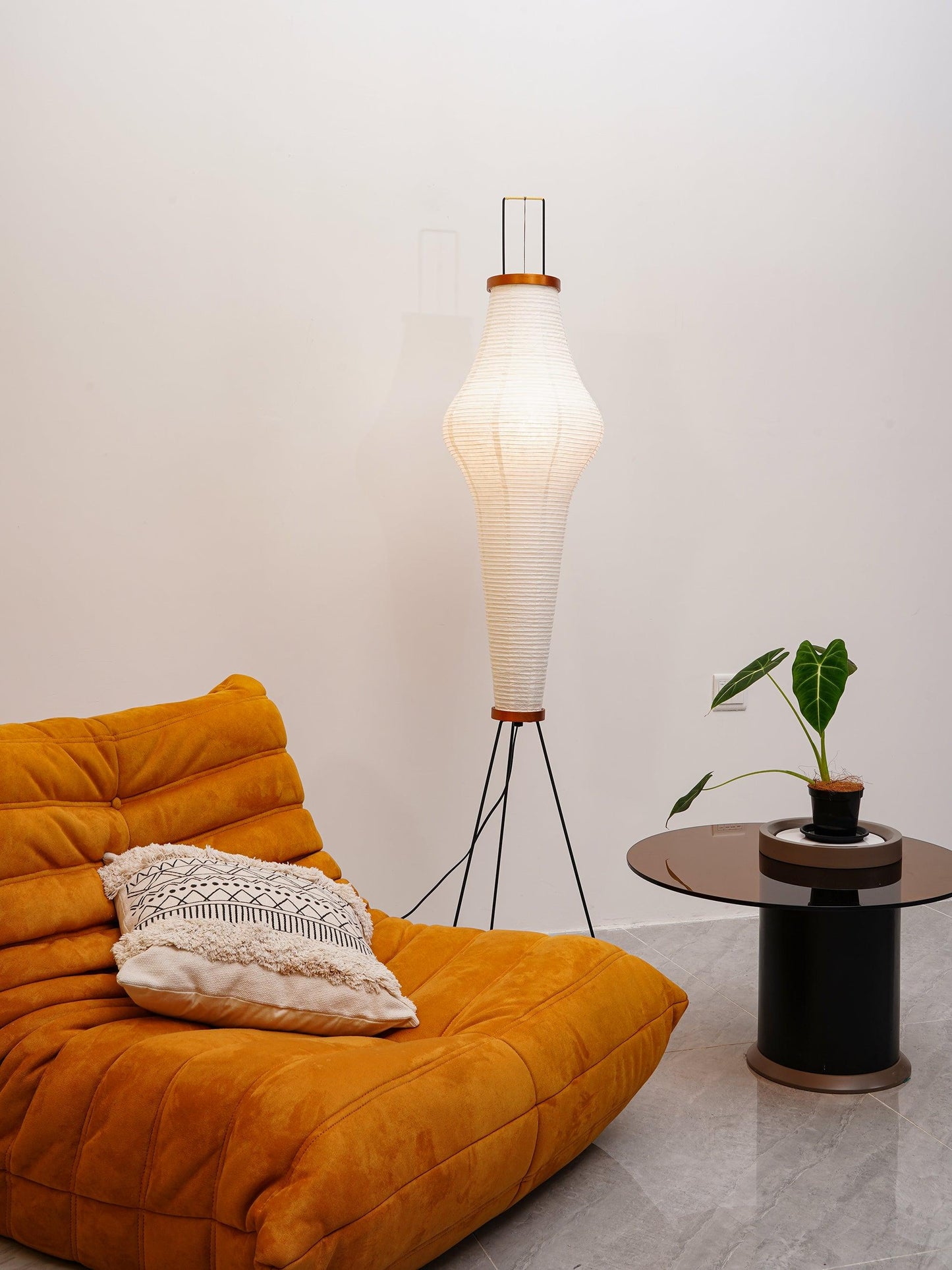 Rice Paper Floor Lamp With Tripod Stand