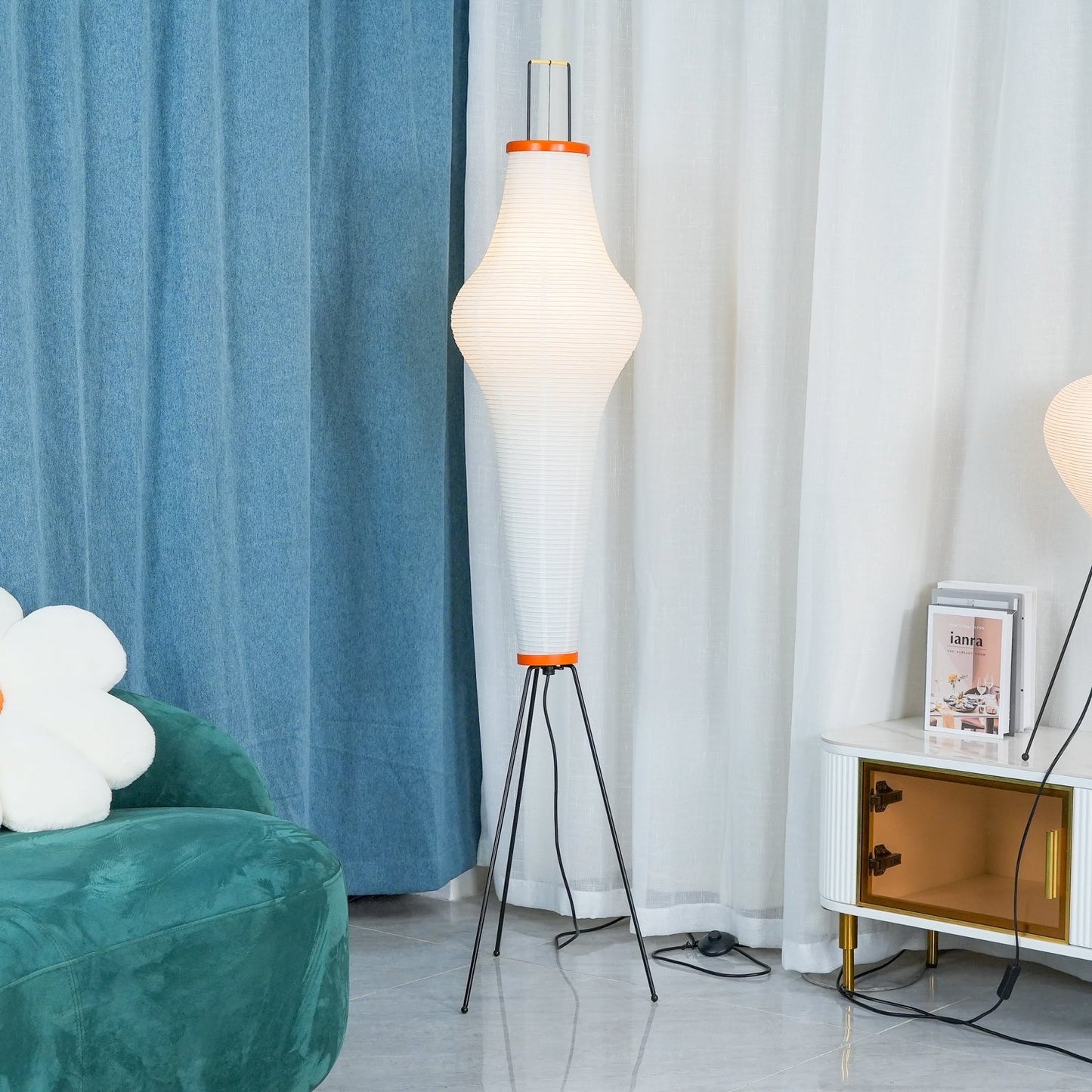 Rice Paper Floor Lamp With Tripod Stand