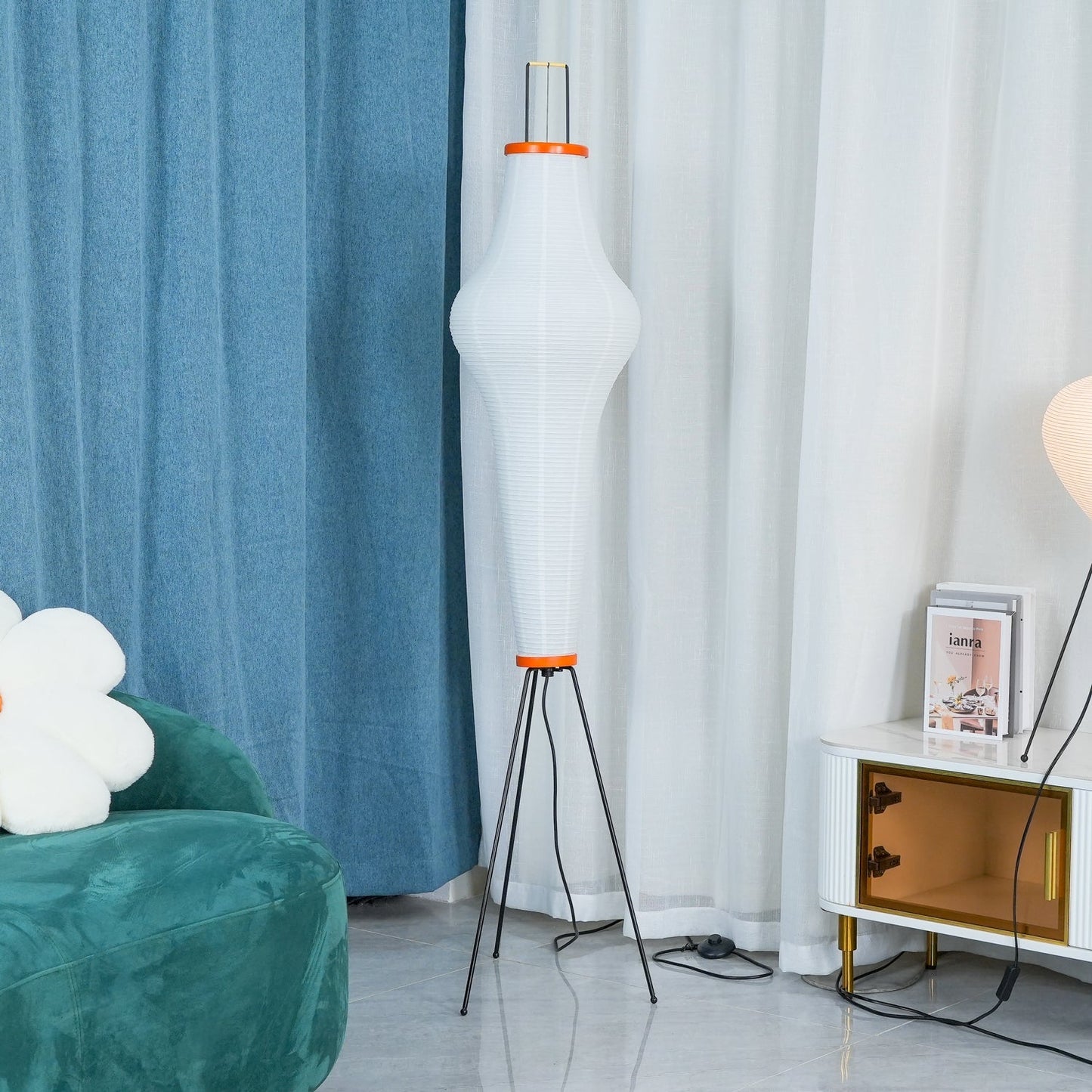 Rice Paper Floor Lamp With Tripod Stand