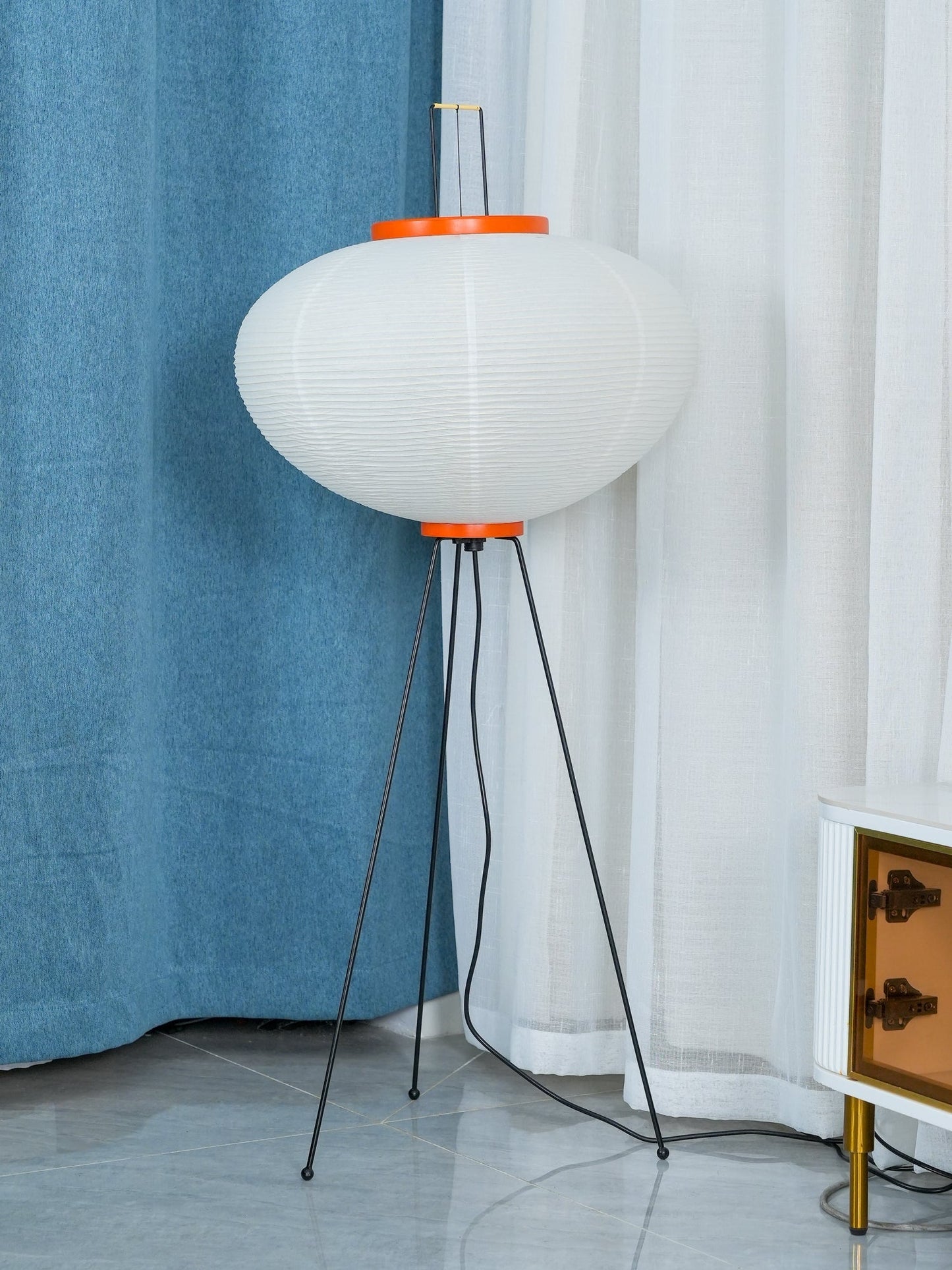 Rice Paper Floor Lamp With Tripod Stand