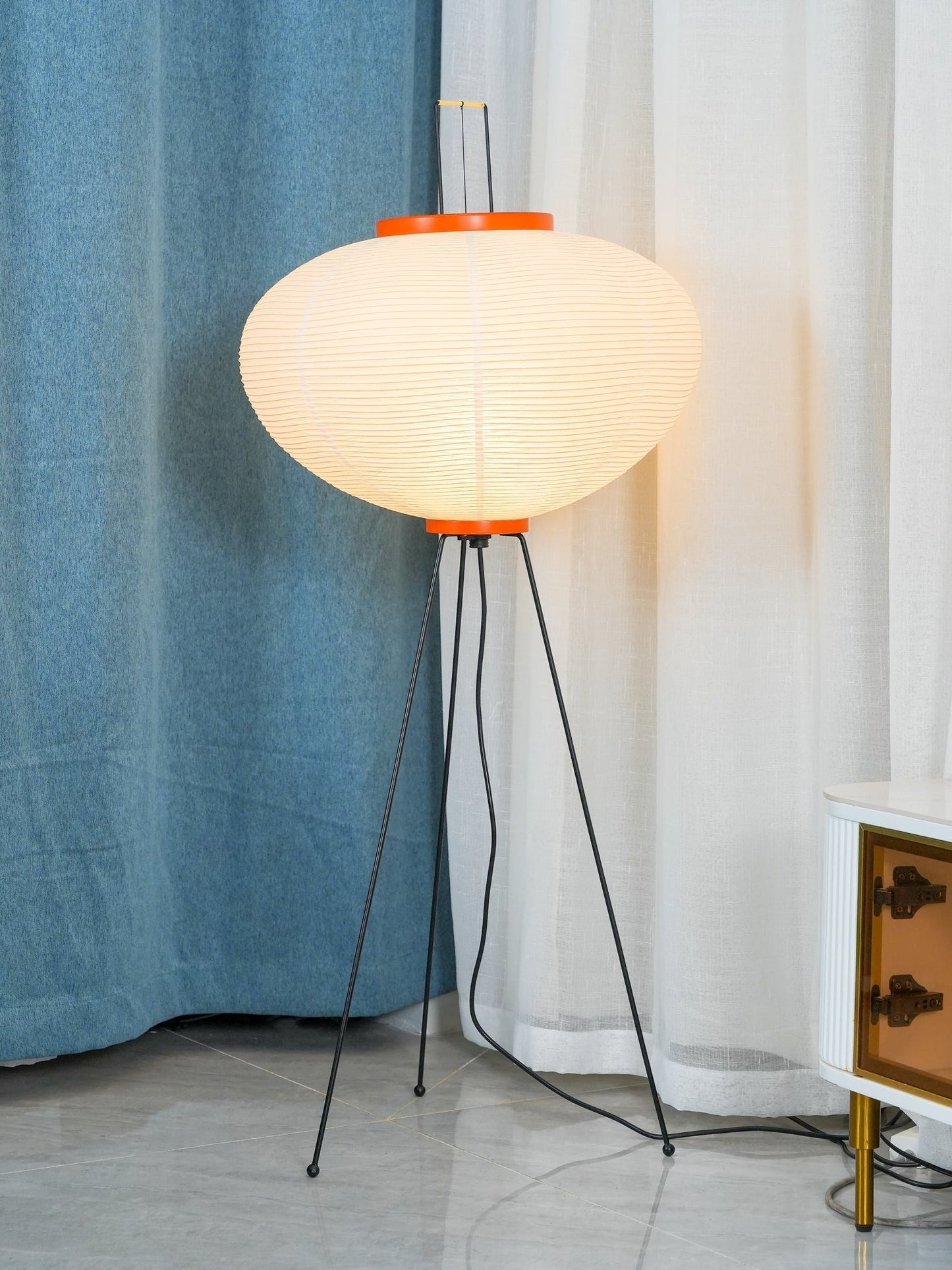 Rice Paper Floor Lamp With Tripod Stand