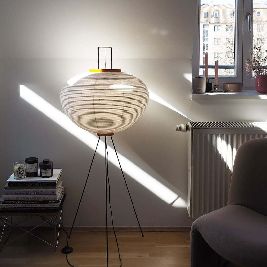 Rice Paper Floor Lamp With Tripod Stand