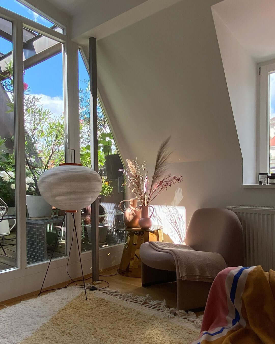 Rice Paper Floor Lamp With Tripod Stand