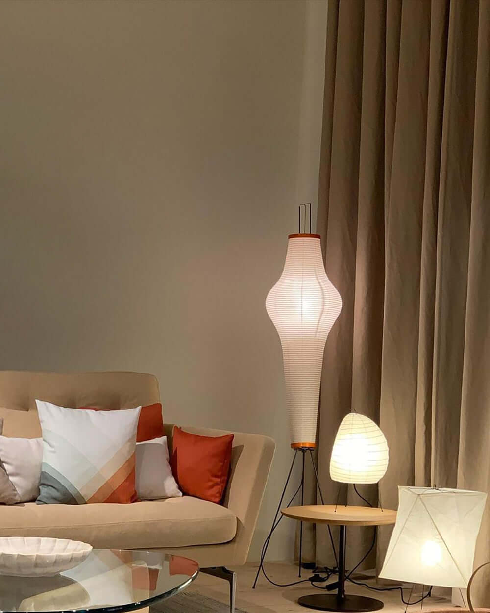 Rice Paper Floor Lamp With Tripod Stand
