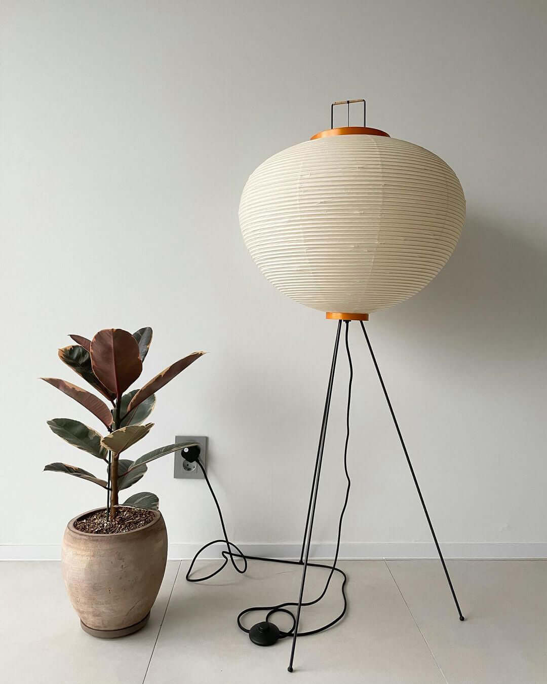 Rice Paper Floor Lamp With Tripod Stand