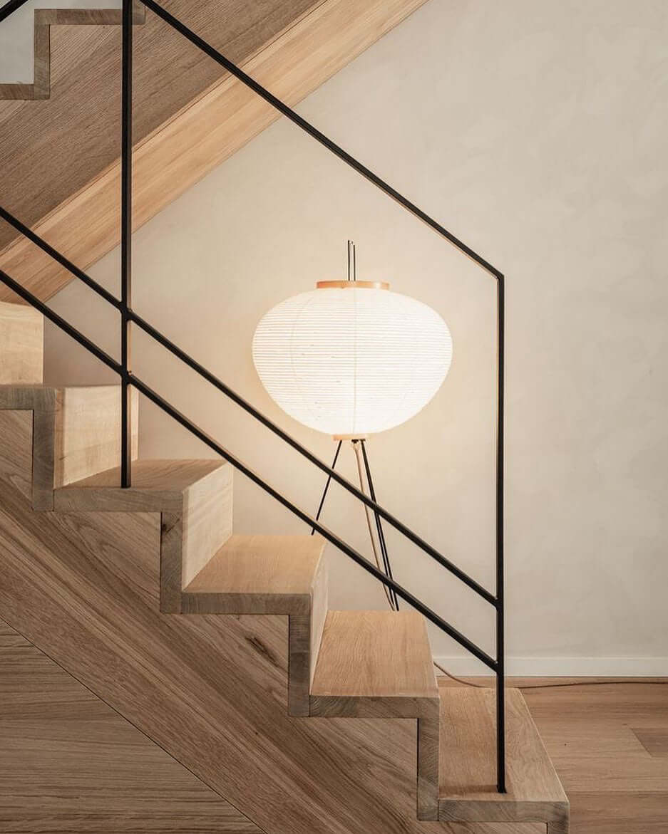 Rice Paper Floor Lamp With Tripod Stand