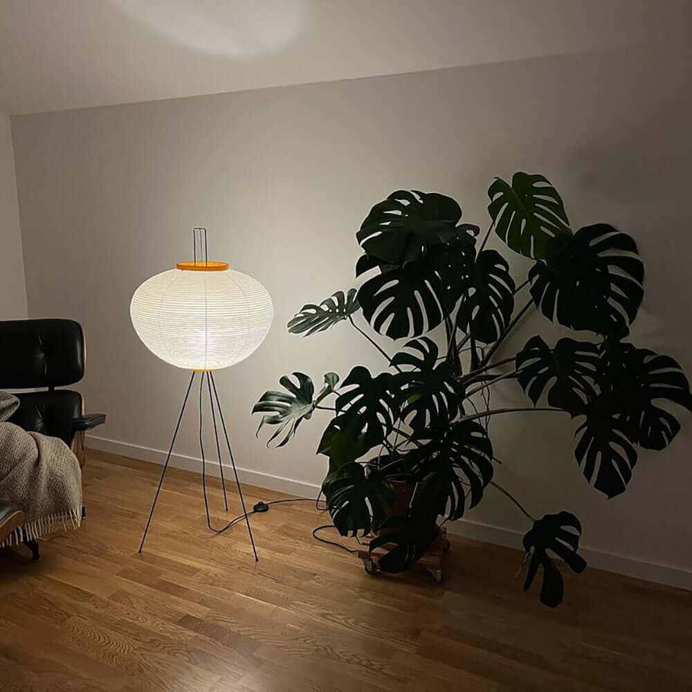 Rice Paper Floor Lamp With Tripod Stand