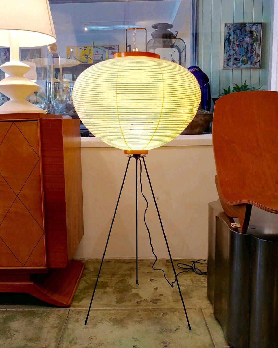 Rice Paper Floor Lamp With Tripod Stand