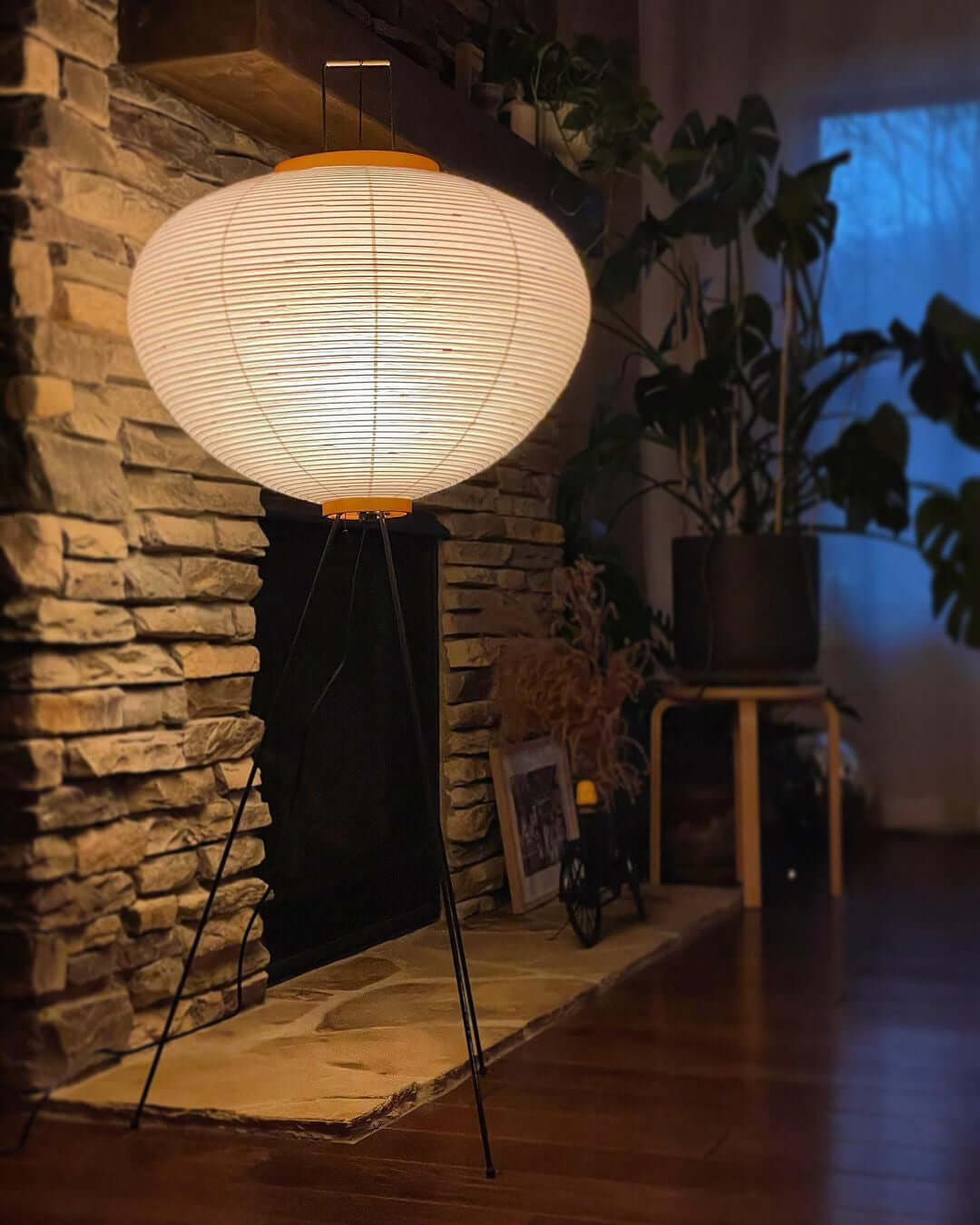 Rice Paper Floor Lamp With Tripod Stand