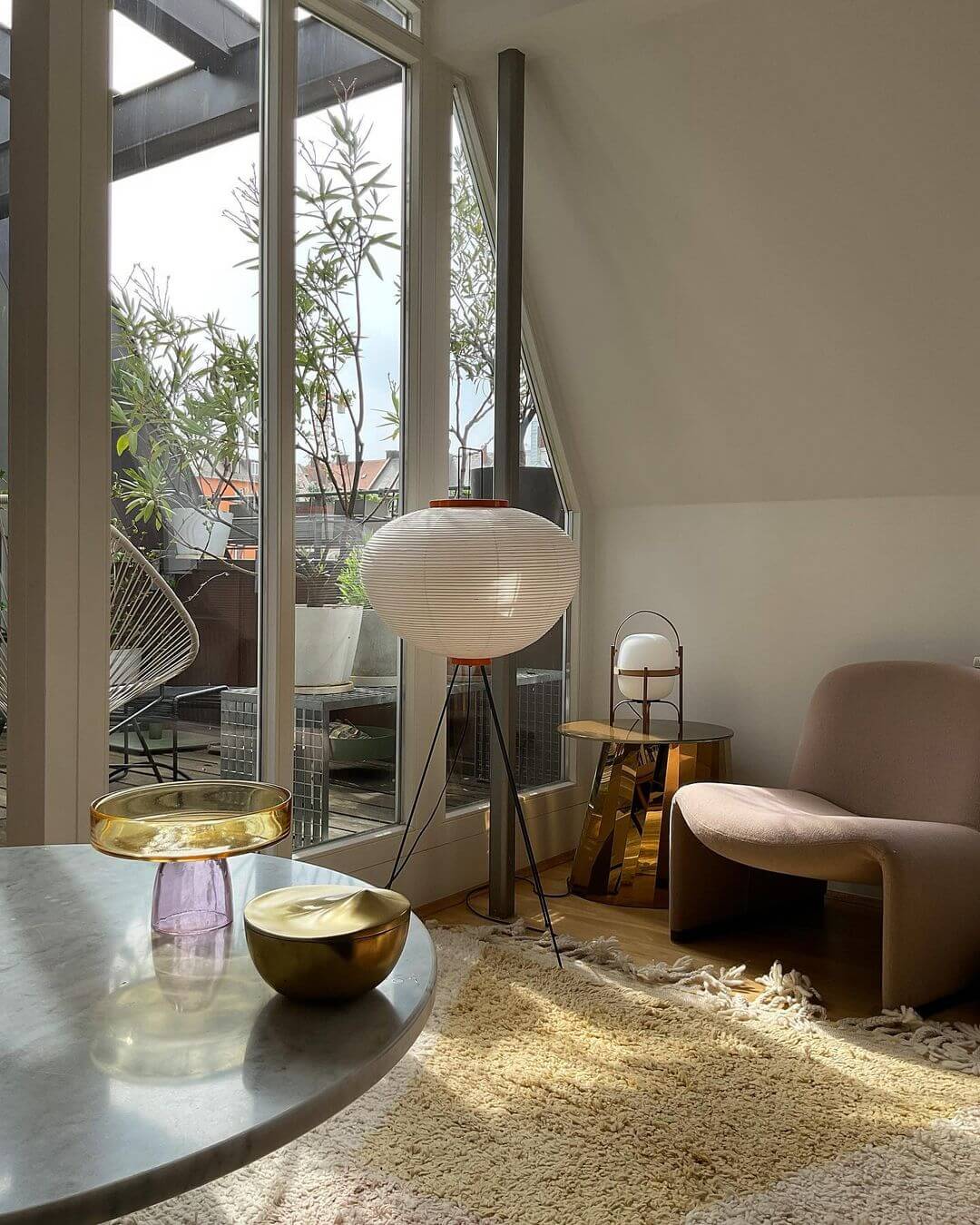 Rice Paper Floor Lamp With Tripod Stand
