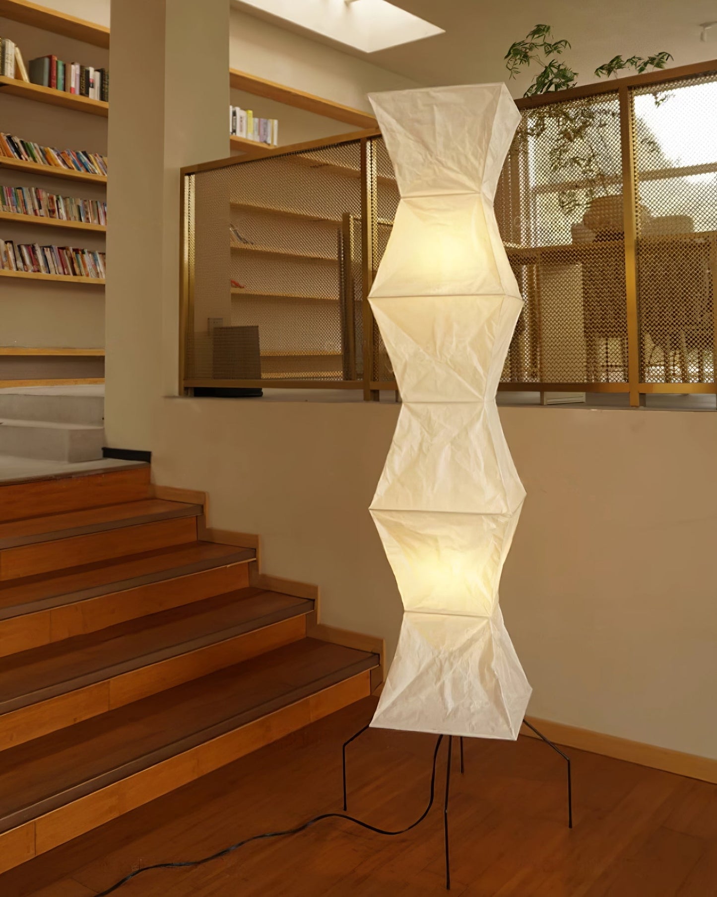 Rice Paper Floor Lamp With Tripod Stand