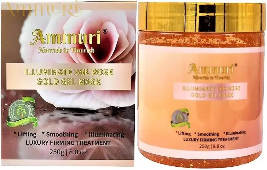 Ammuri Rose Clay 24K Gold Gel Face Mask - Hydrating Pore Minimizer 250g
