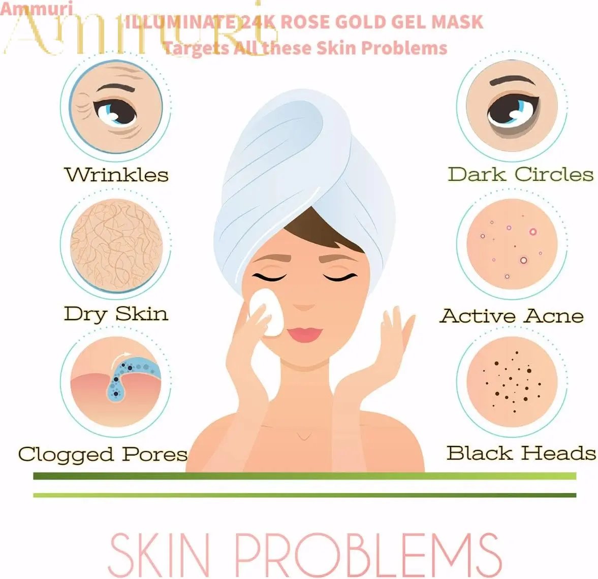 Ammuri Rose Clay 24K Gold Gel Face Mask - Hydrating Pore Minimizer 250g