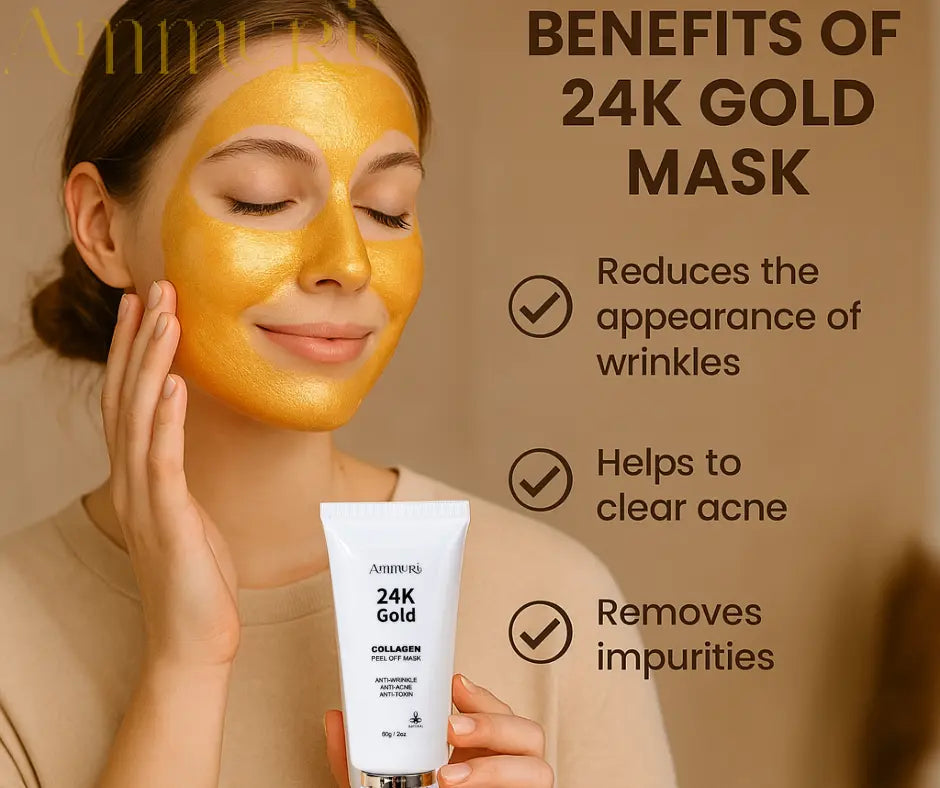 Ammuri 24K Gold Collagen Peel-Off Face Mask 60g – Luxury Anti-Ageing Treatment for Firming, Brightening & Deep Cleansing Skin