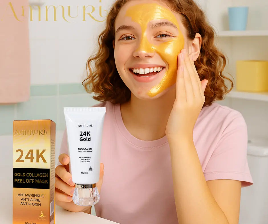 Ammuri 24K Gold Collagen Peel-Off Face Mask 60g – Luxury Anti-Ageing Treatment for Firming, Brightening & Deep Cleansing Skin