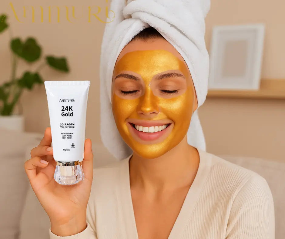 Ammuri 24K Gold Collagen Peel-Off Face Mask 60g – Luxury Anti-Ageing Treatment for Firming, Brightening & Deep Cleansing Skin