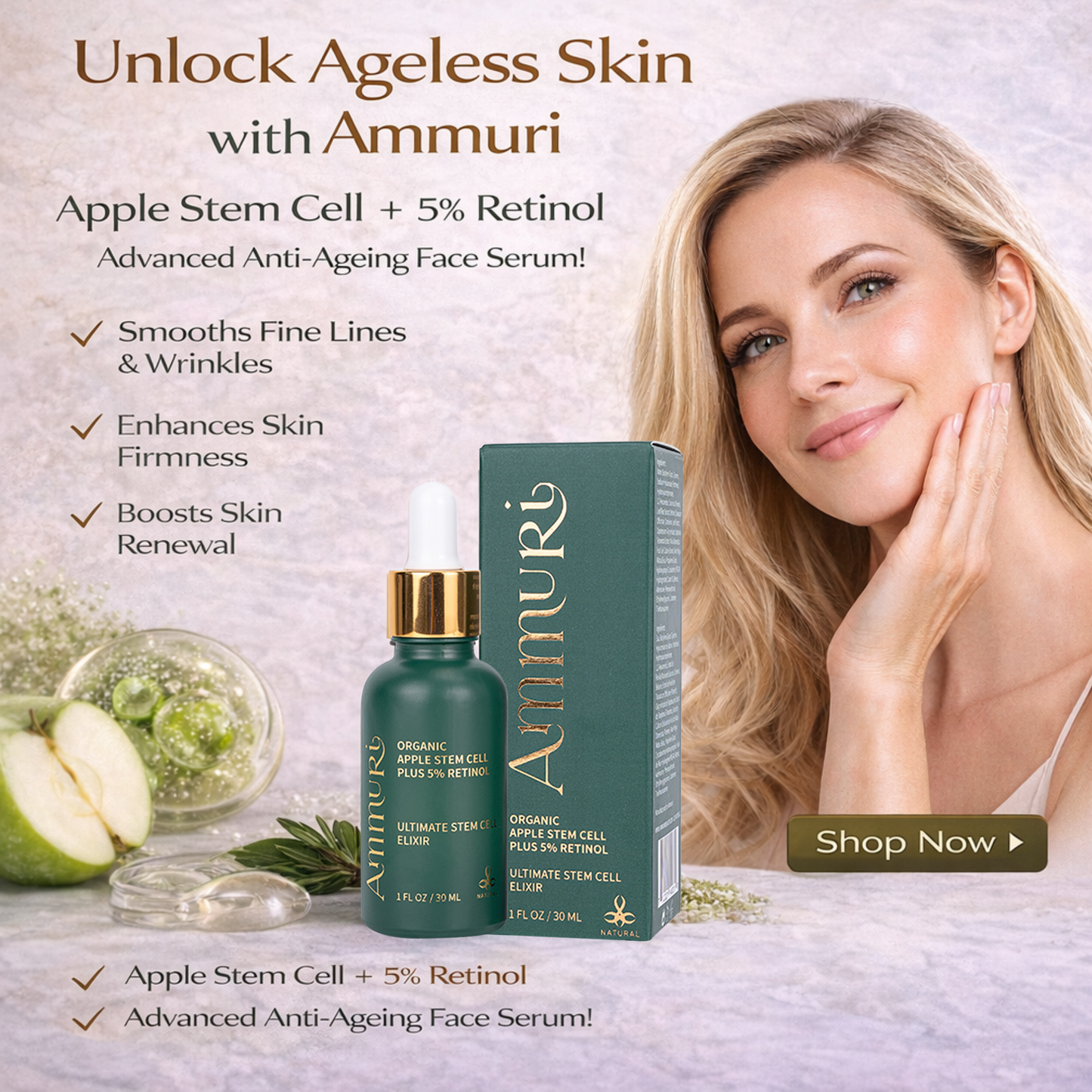 Apple Stem Cell Retinol 5 Serum – Anti-Ageing & Skin Renewal 30ml