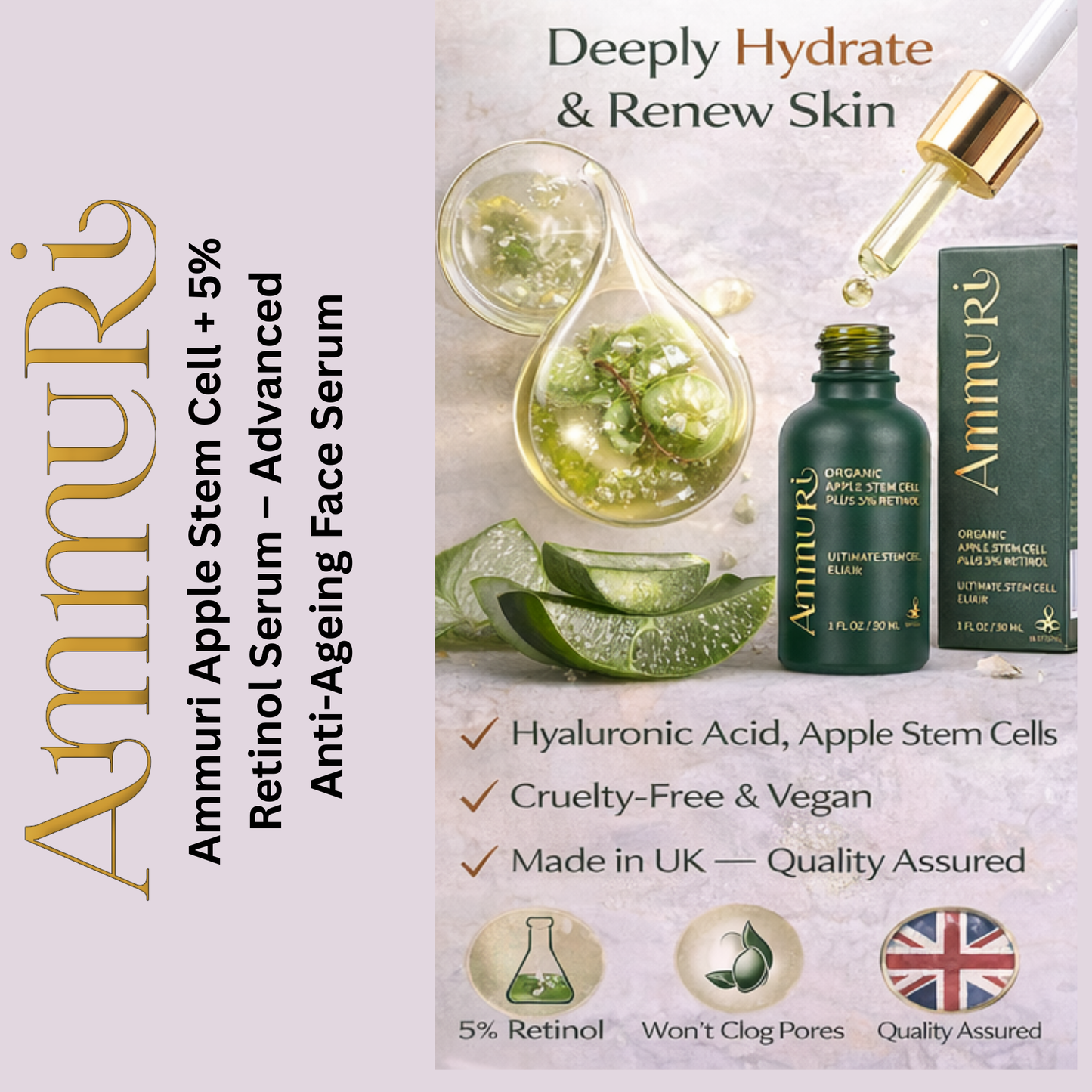 Apple Stem Cell Retinol 5 Serum – Anti-Ageing & Skin Renewal 30ml