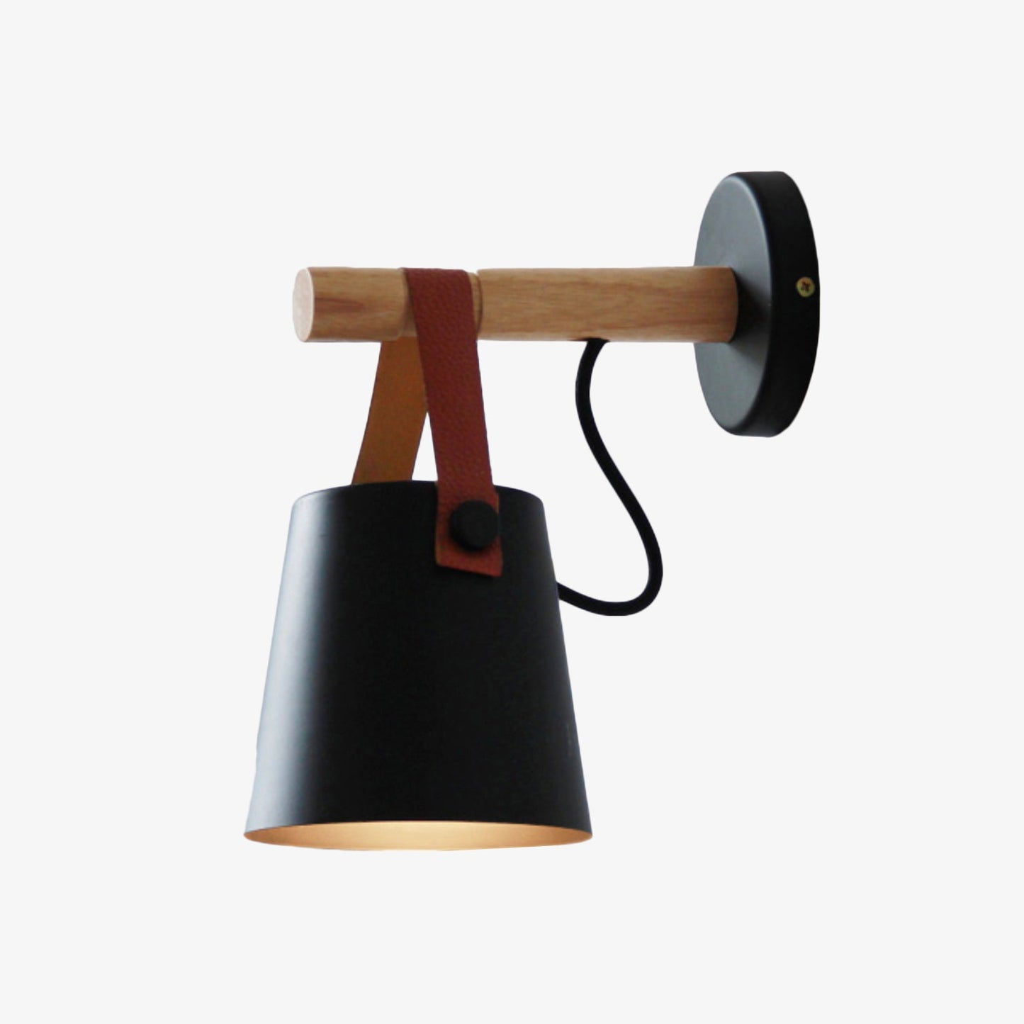 Wood Bar Hanging Shade Wall Light With Strap LED Light
