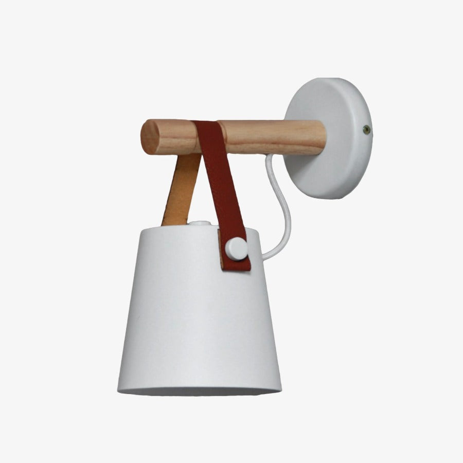 Wood Bar Hanging Shade Wall Light With Strap LED Light