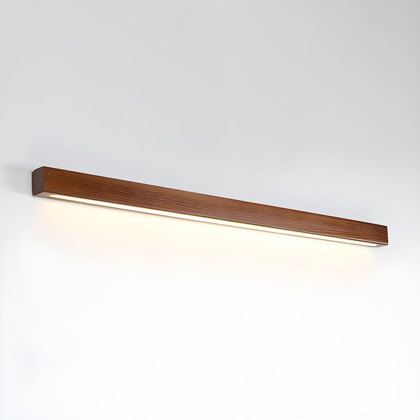Minimalist Linear Wood Wall Light With Soft Downlight