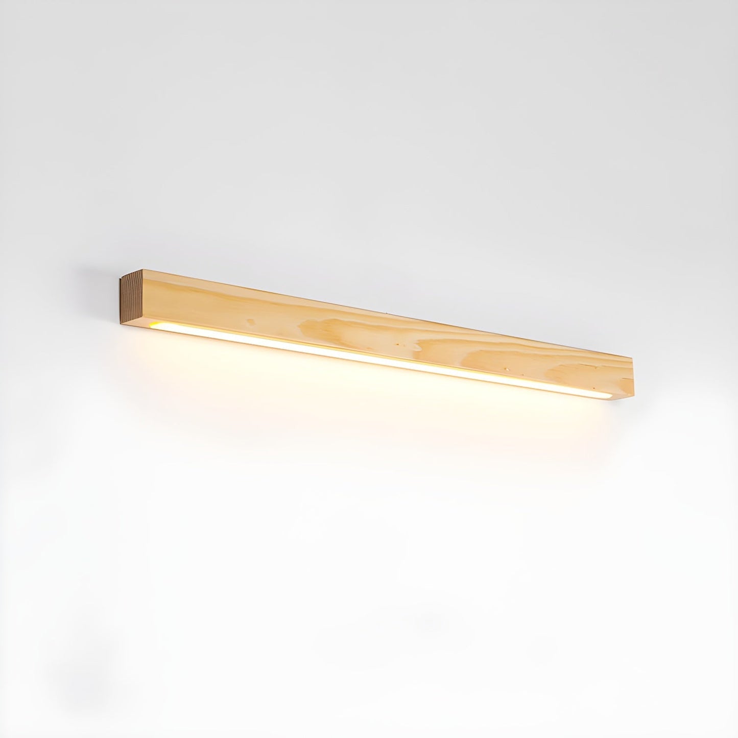 Minimalist Linear Wood Wall Light With Soft Downlight