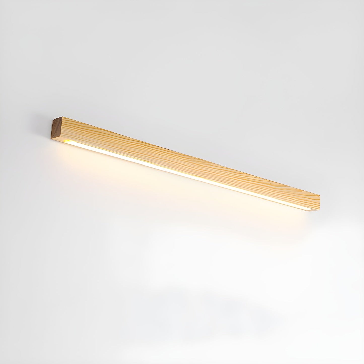 Minimalist Linear Wood Wall Light With Soft Downlight
