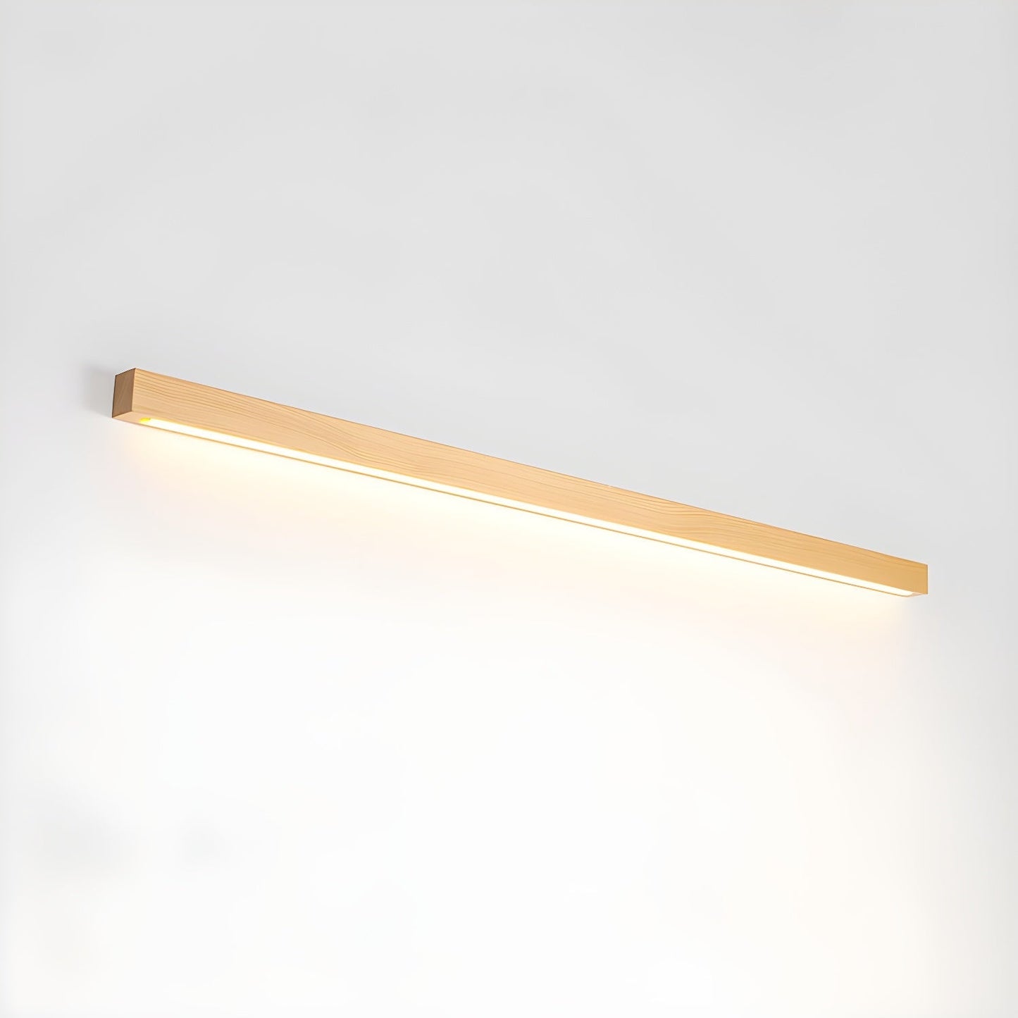Minimalist Linear Wood Wall Light With Soft Downlight
