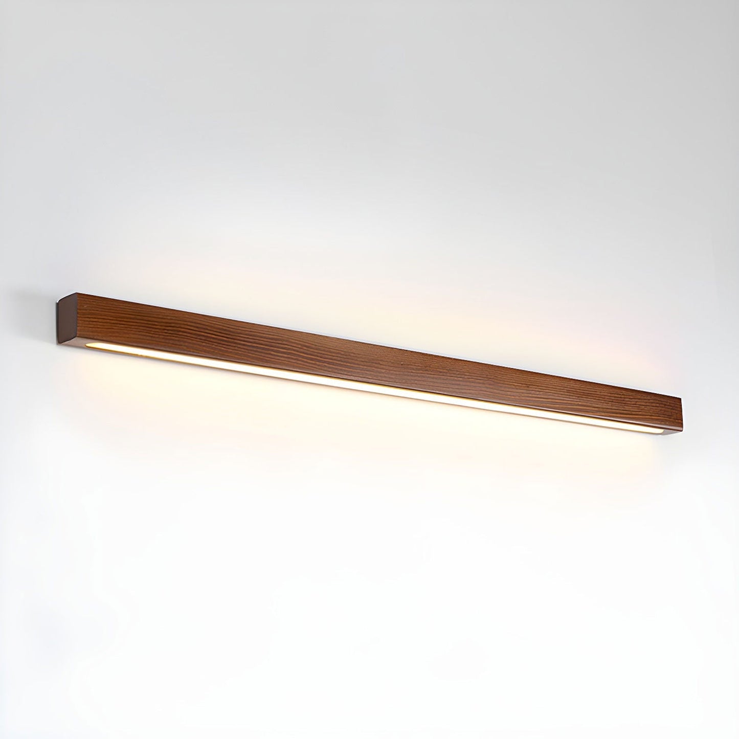 Minimalist Linear Wood Wall Light With Soft Downlight