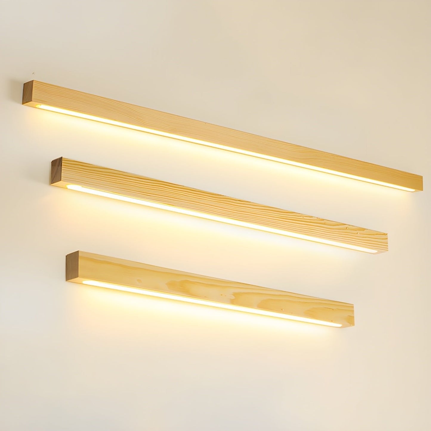 Minimalist Linear Wood Wall Light With Soft Downlight
