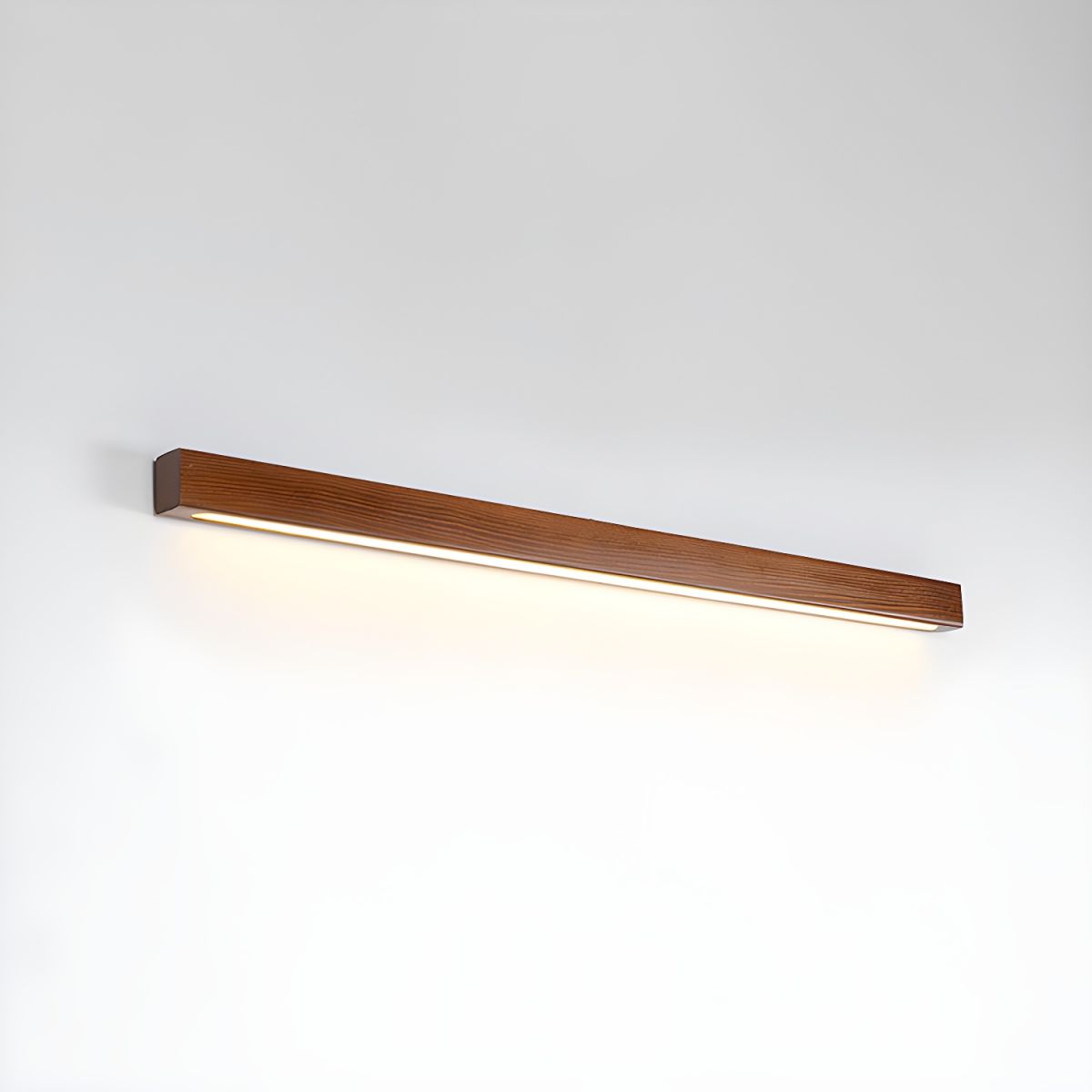 Minimalist Linear Wood Wall Light With Soft Downlight