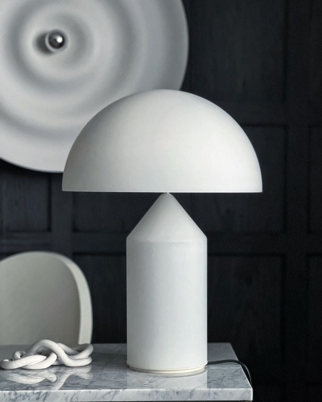 Mushroom Dome Metal Table Lamp With Sculptural Base