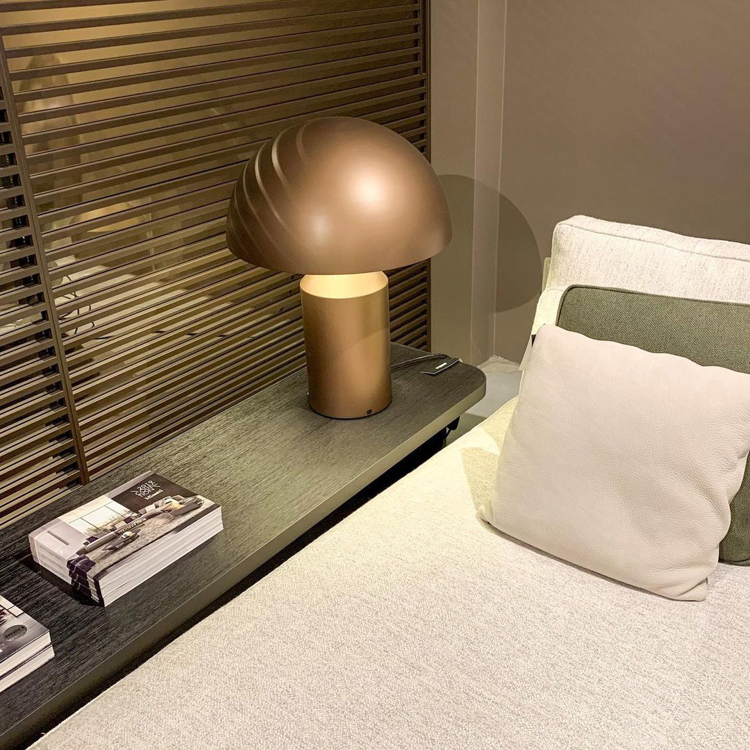 Mushroom Dome Metal Table Lamp With Sculptural Base
