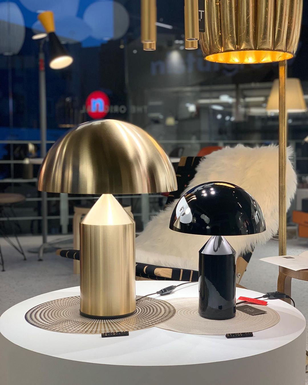 Mushroom Dome Metal Table Lamp With Sculptural Base