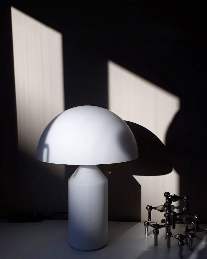 Mushroom Dome Metal Table Lamp With Sculptural Base