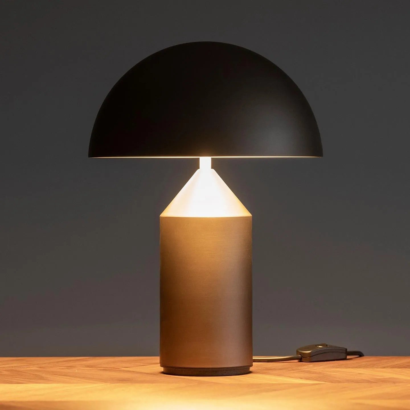 Mushroom Dome Metal Table Lamp With Sculptural Base