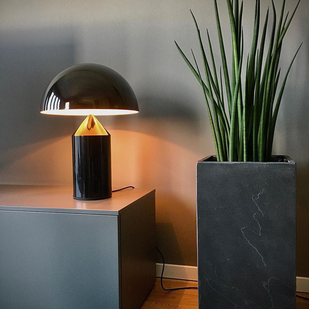 Mushroom Dome Metal Table Lamp With Sculptural Base