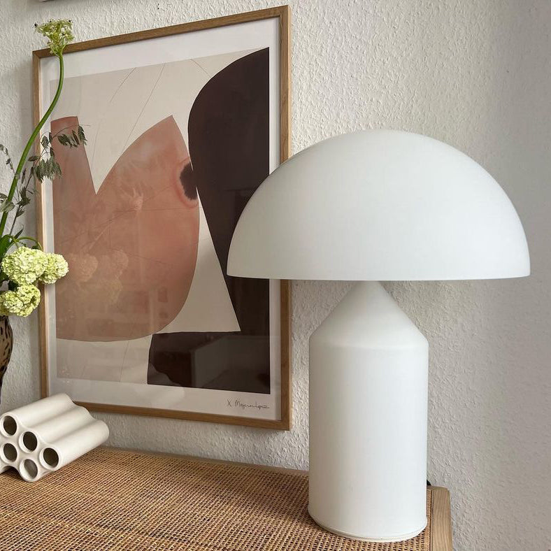 Mushroom Dome Metal Table Lamp With Sculptural Base