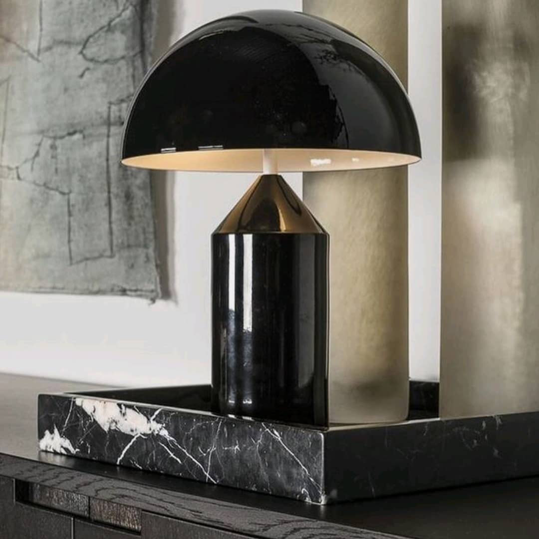 Mushroom Dome Metal Table Lamp With Sculptural Base