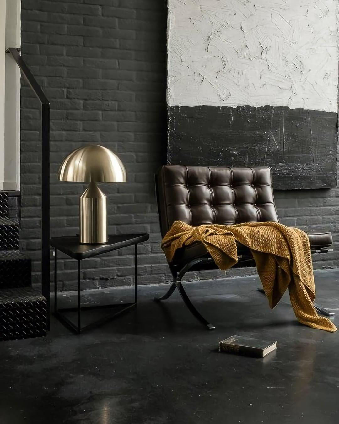 Mushroom Dome Metal Table Lamp With Sculptural Base