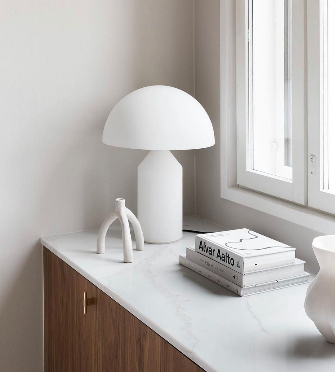 Mushroom Dome Metal Table Lamp With Sculptural Base