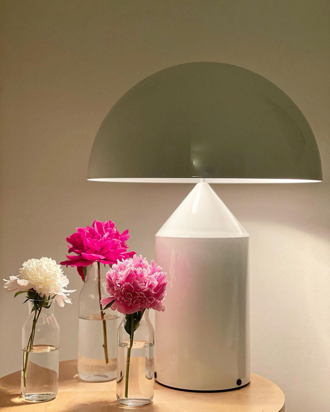 Mushroom Dome Metal Table Lamp With Sculptural Base