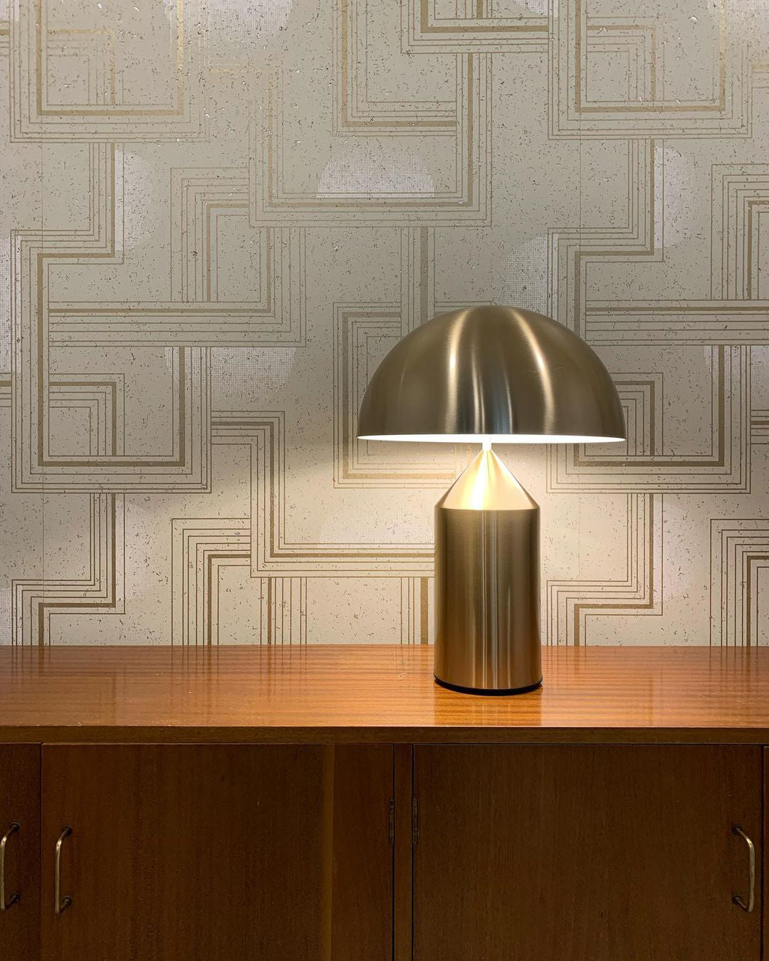 Mushroom Dome Metal Table Lamp With Sculptural Base