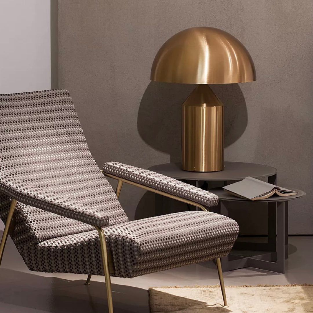 Mushroom Dome Metal Table Lamp With Sculptural Base