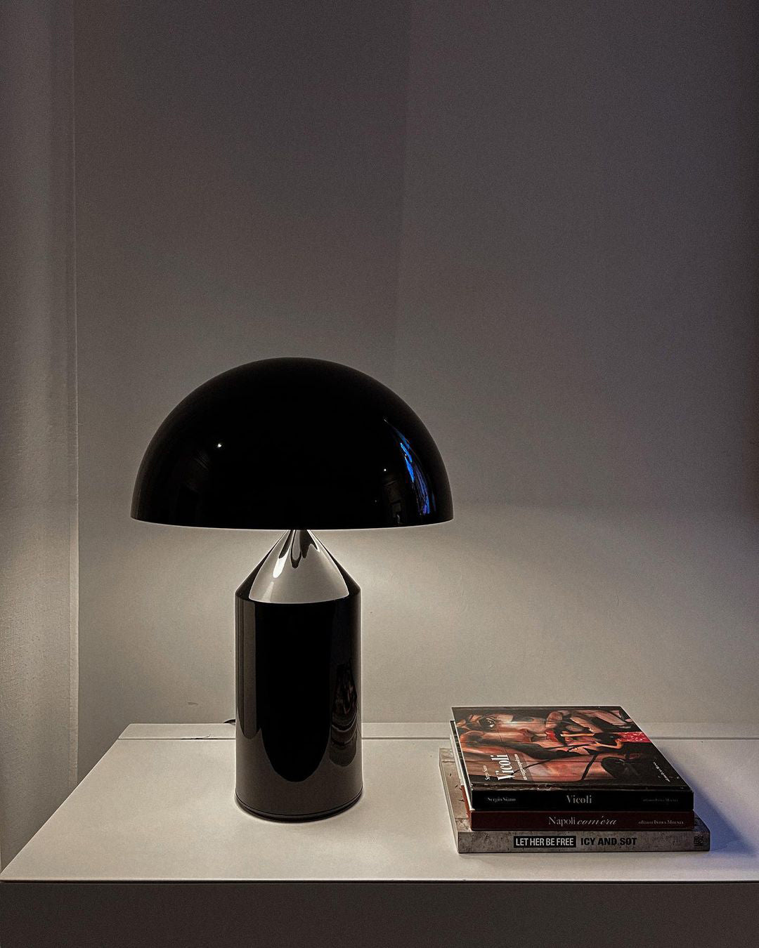 Mushroom Dome Metal Table Lamp With Sculptural Base